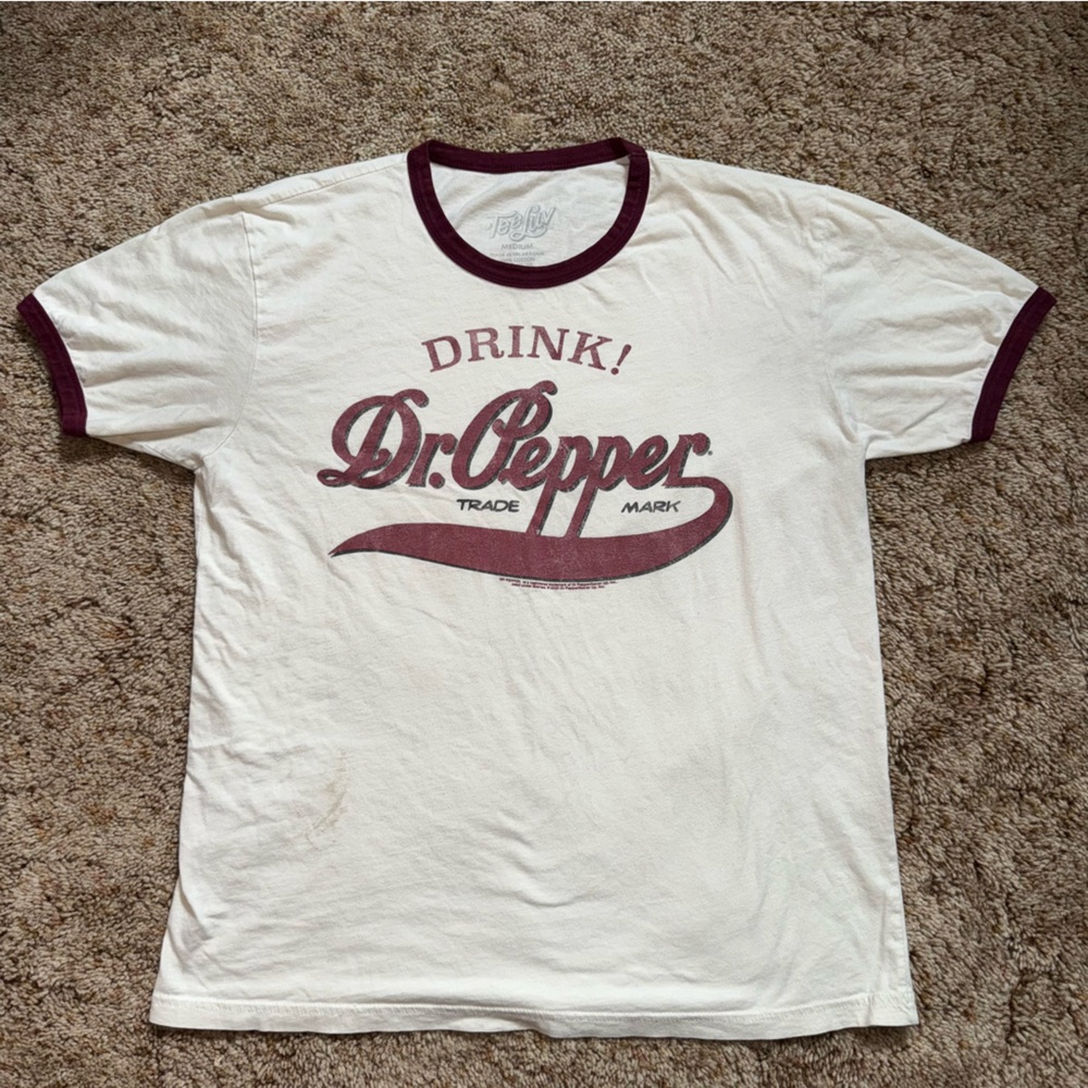 100% Cotton Dr Pepper Graphic Ringer Tshirt